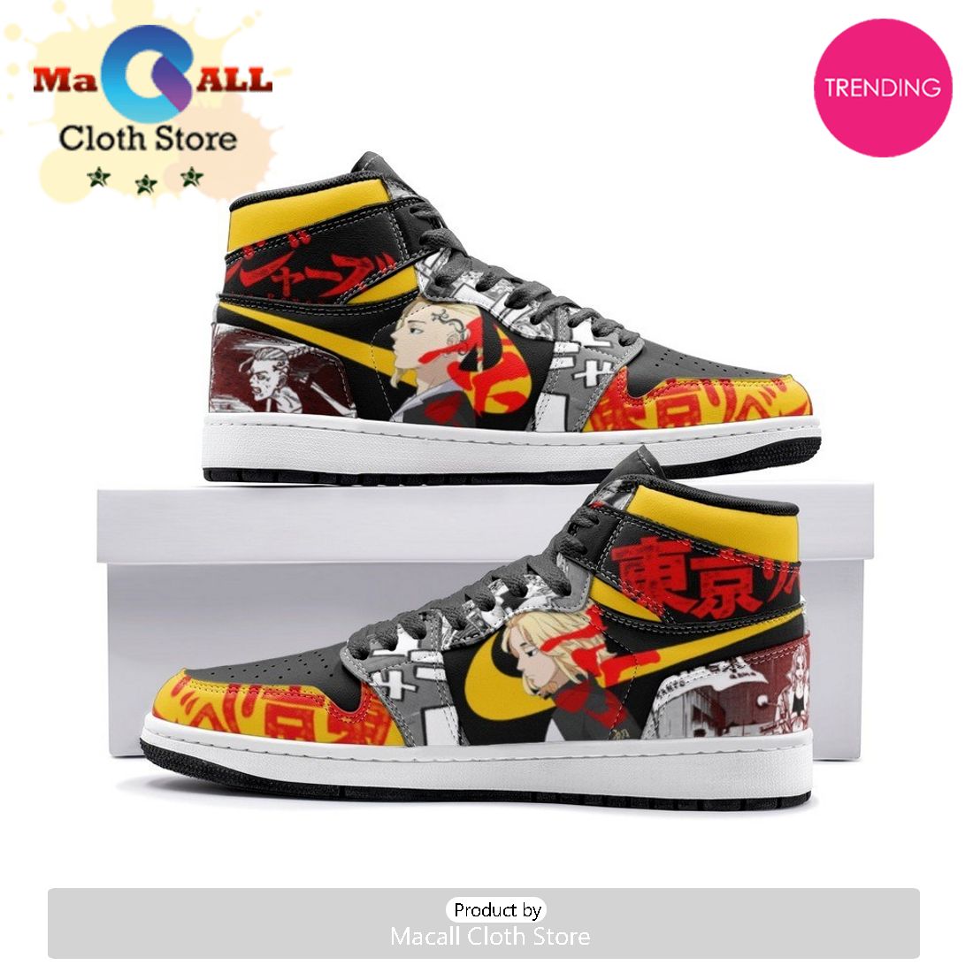 Mikey And Draken Tokyo Revengers Air Jordan 1 High Top Shoes