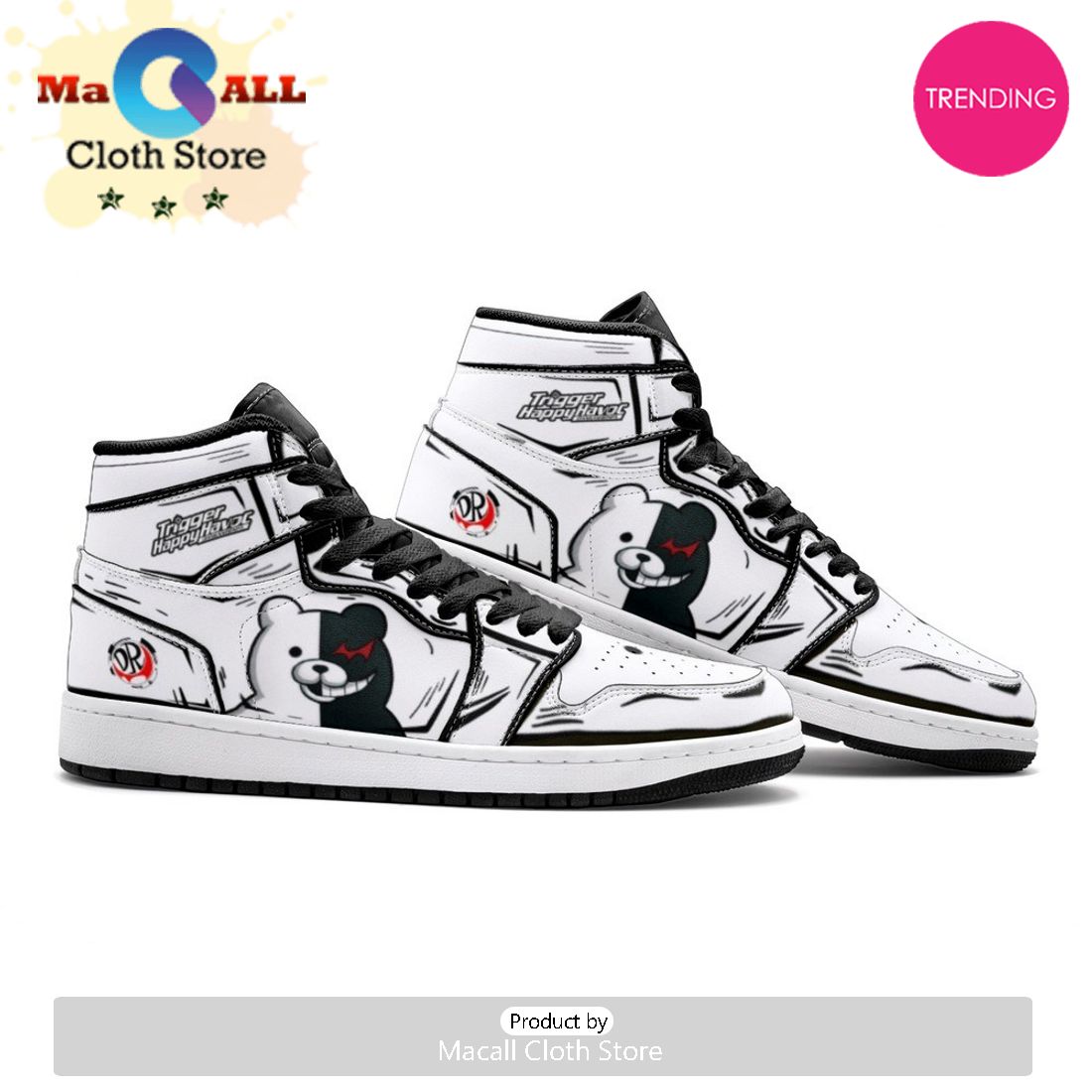 Monokuma Danganronpa Air Jordan 1 High Top Shoes