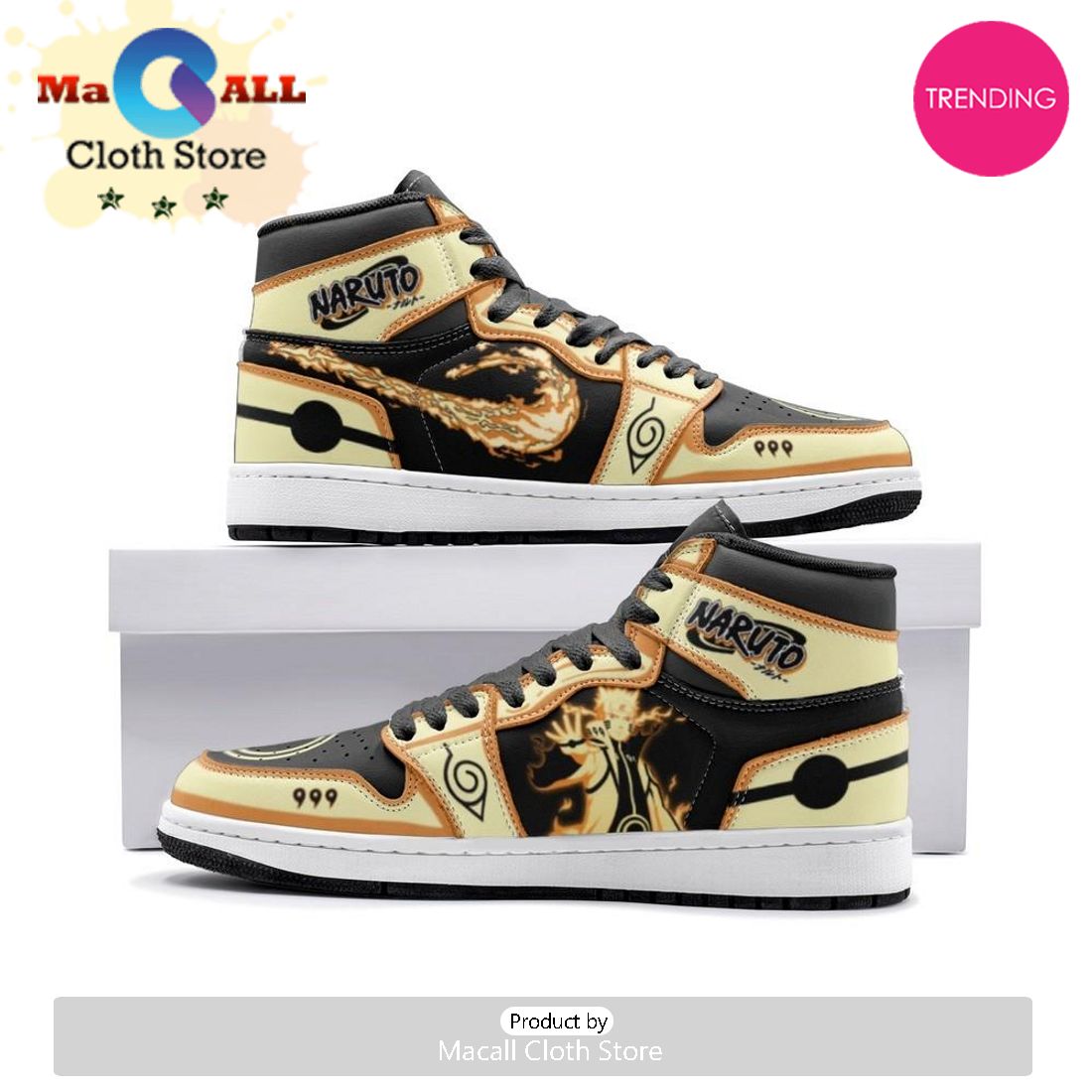 Nine-Tails Chakra Mode Naruto Shippuden Air Jordan 1 High Top Shoes