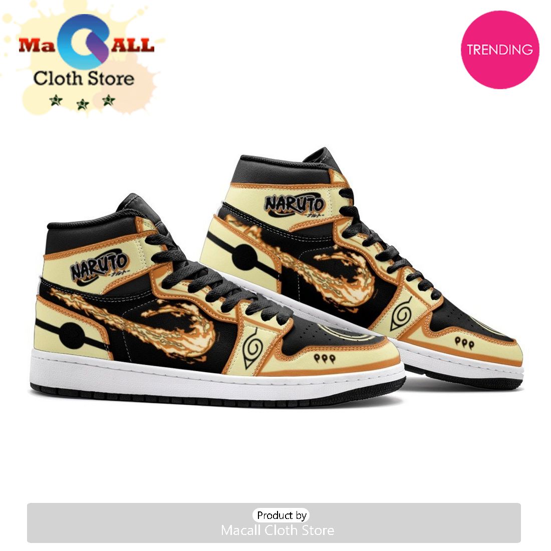 Nine-Tails Chakra Mode Naruto Shippuden Air Jordan 1 High Top Shoes