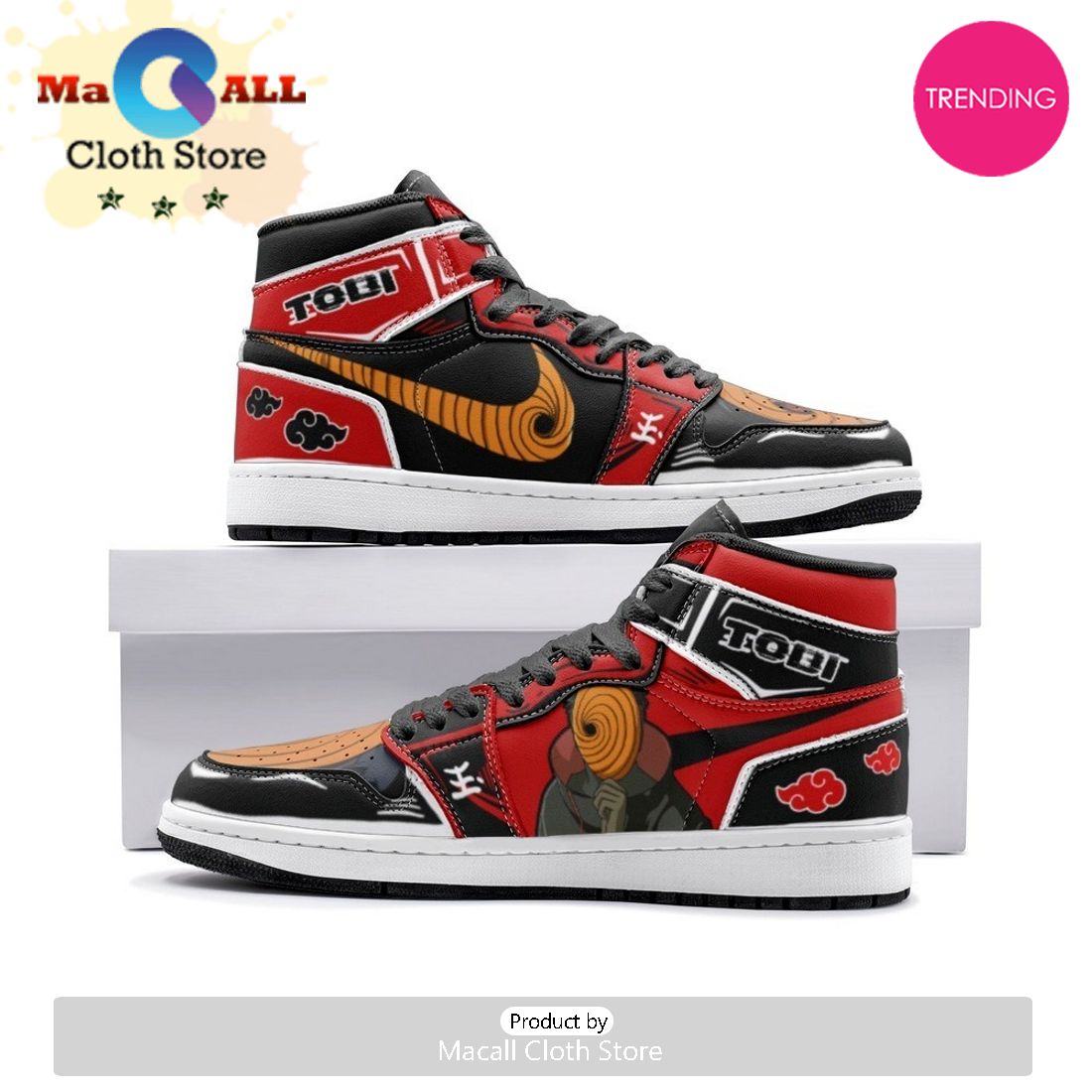 Obito Tobi Clan Red Cloud Ninja Air Jordan 1 High Top Shoes
