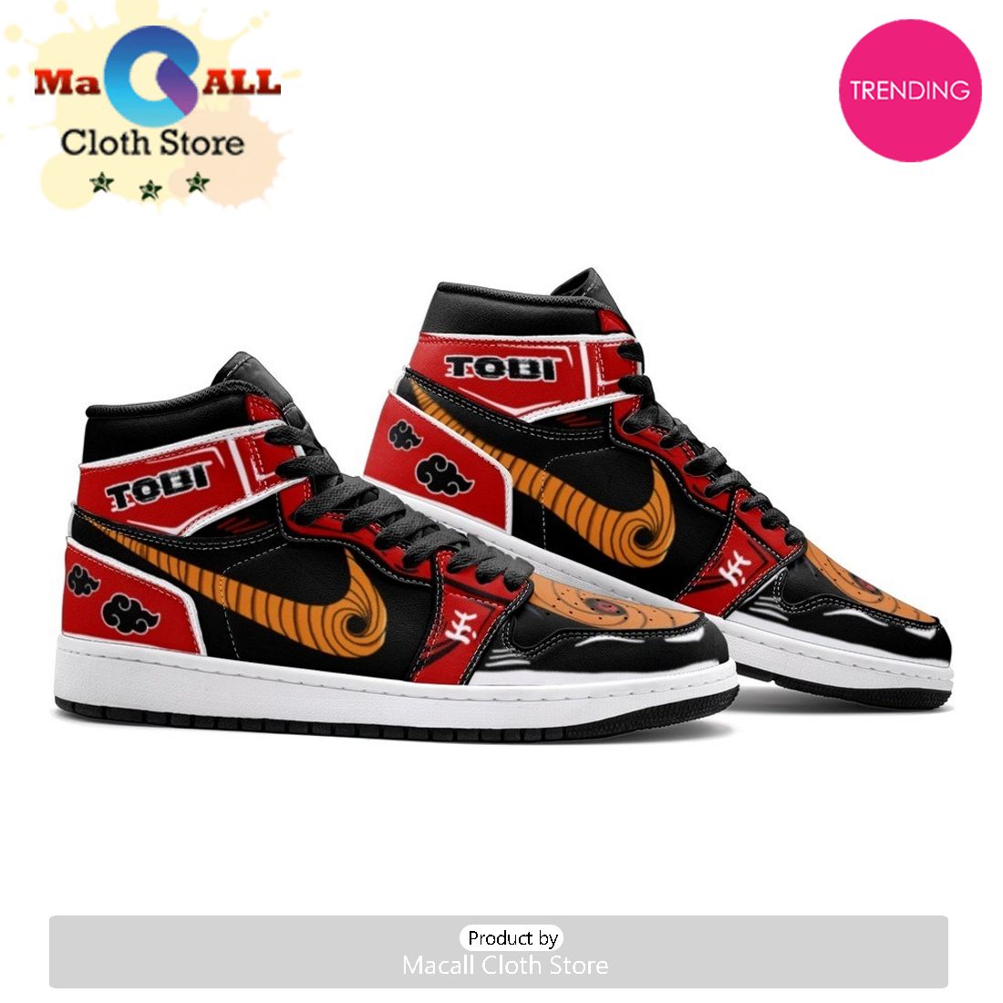 Obito Tobi Clan Red Cloud Ninja Air Jordan 1 High Top Shoes