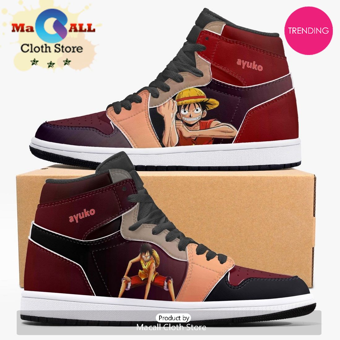 One Piece Luffy AJ1 High Top Shoes v2