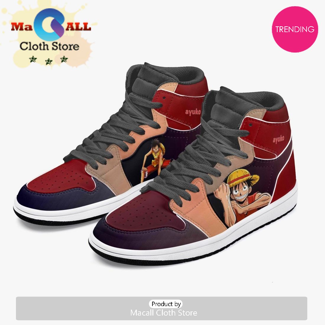 One Piece Luffy AJ1 High Top Shoes v2