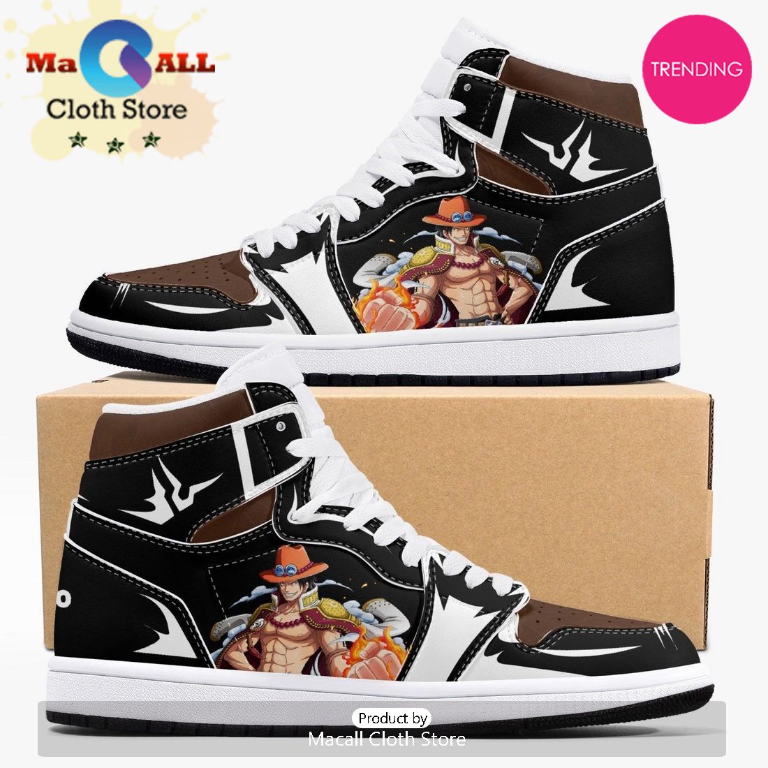 One Piece Portgas D. Ace AJ1 High Top Shoes