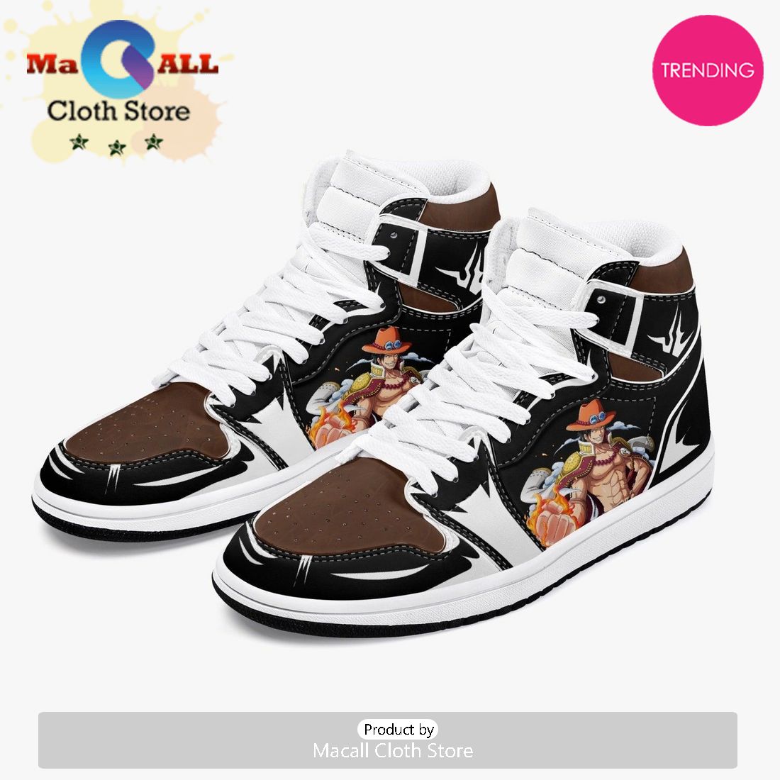 One Piece Portgas D. Ace AJ1 High Top Shoes