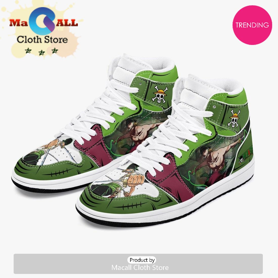 One Piece Roronoa Zoro Santoryu Three Swords AJ1 High Top Shoes