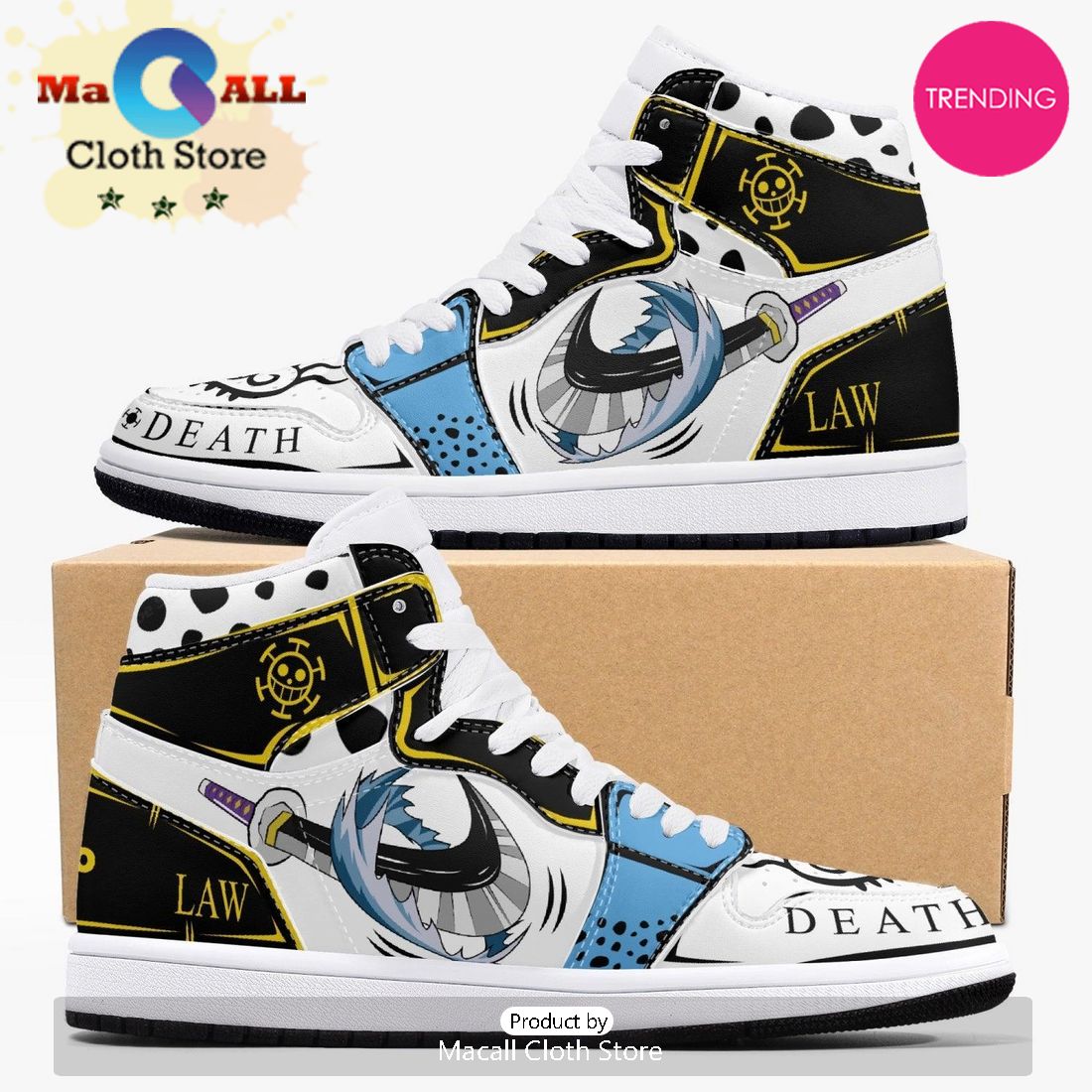 One Piece Trafalgar D Water Law AJ1 High Top Shoes