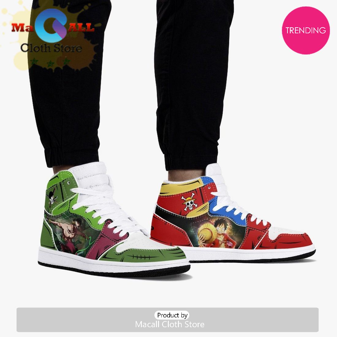 One Piece Zoro And Luffy AJ1 High Top Shoes
