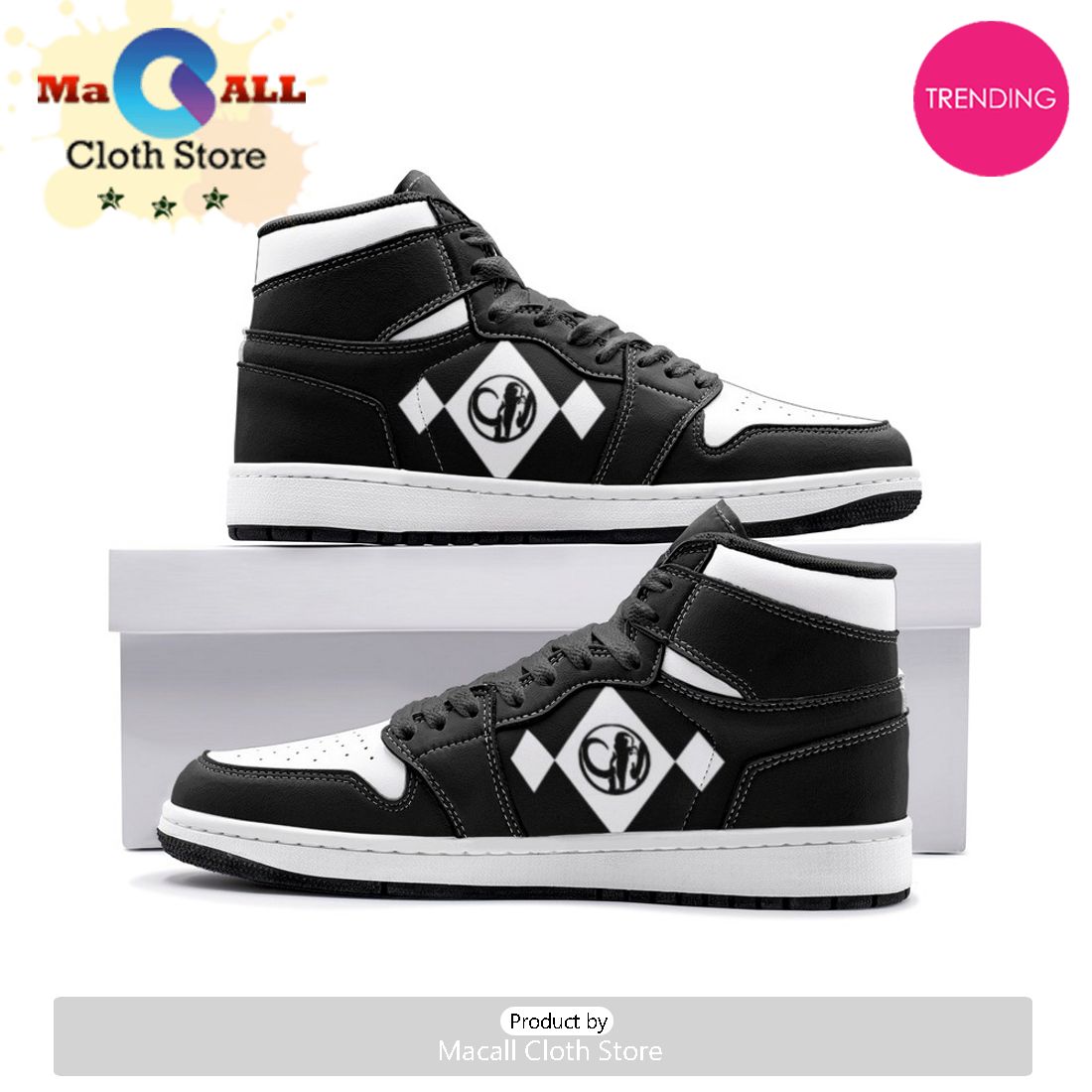 Power Rangers Black Air Jordan 1 High Top Shoes