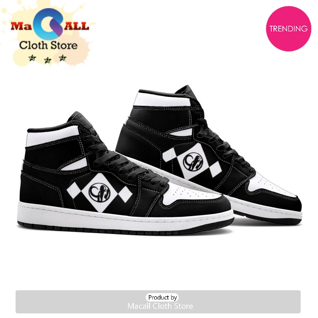 Power Rangers Black Air Jordan 1 High Top Shoes
