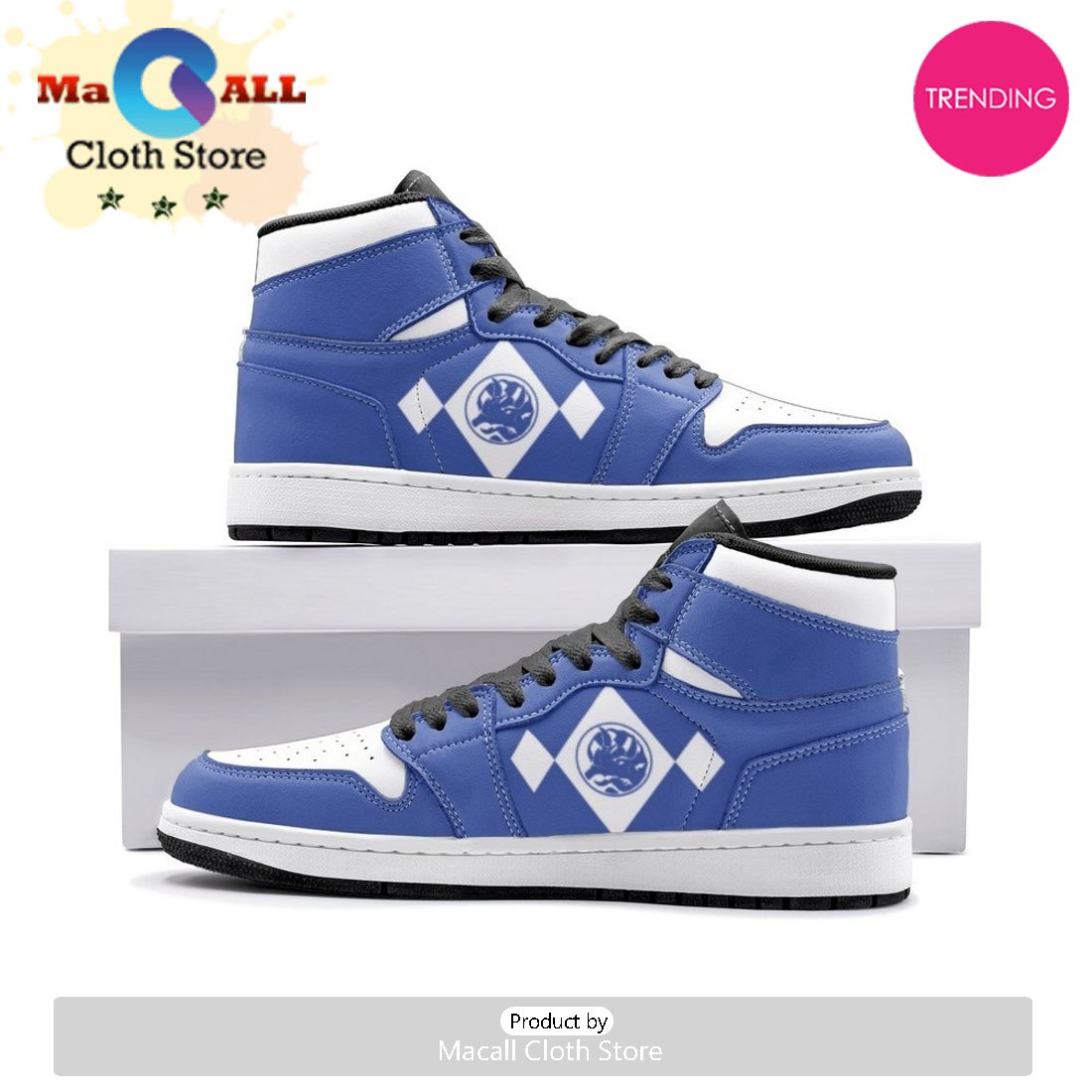Power Rangers Blue Air Jordan 1 High Top Shoes