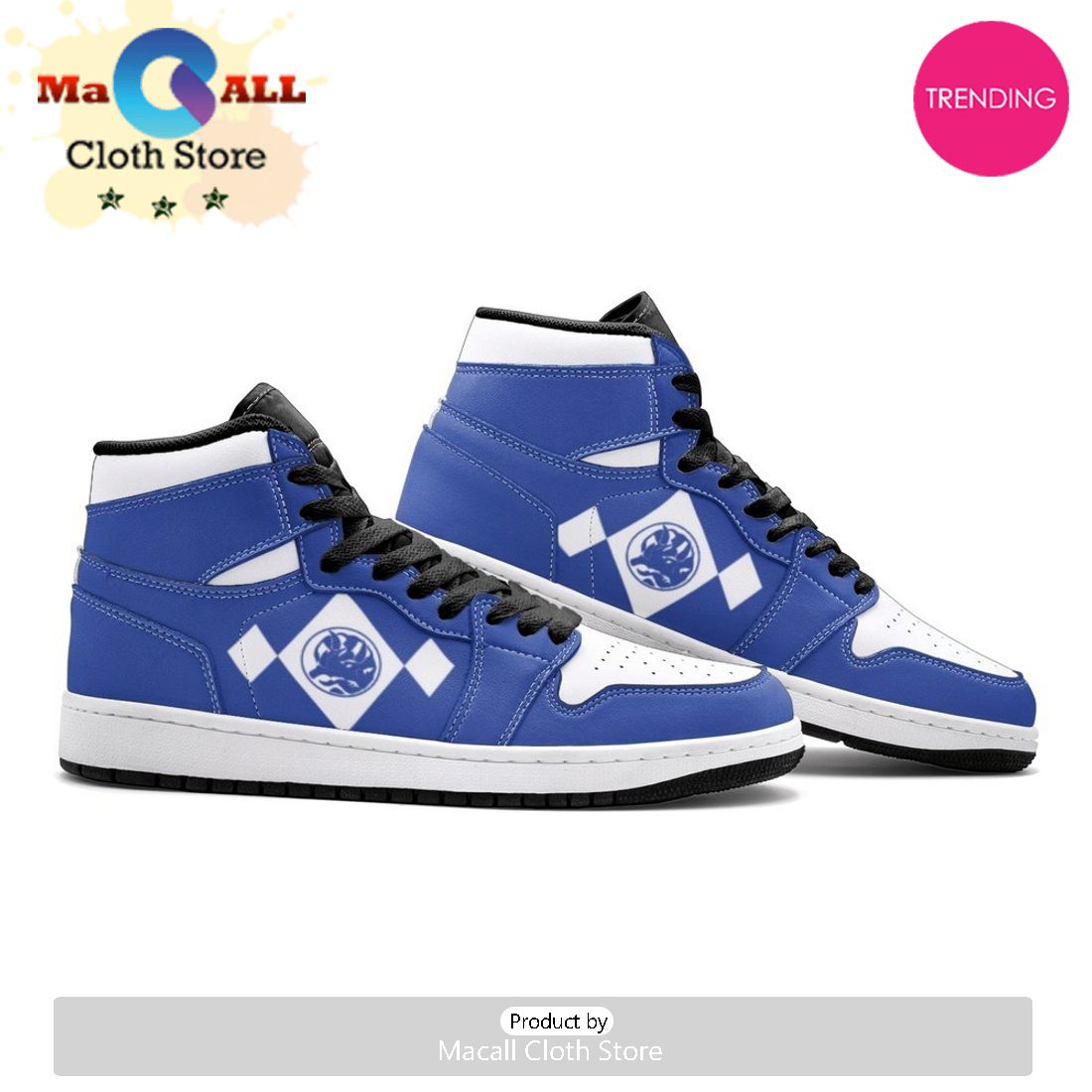 Power Rangers Blue Air Jordan 1 High Top Shoes