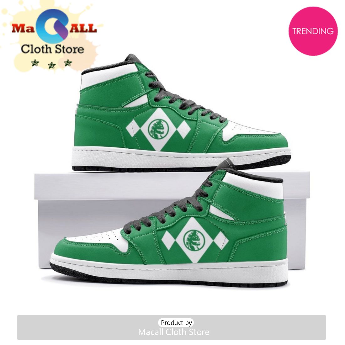 Power Rangers Green Air Jordan 1 High Top Shoes