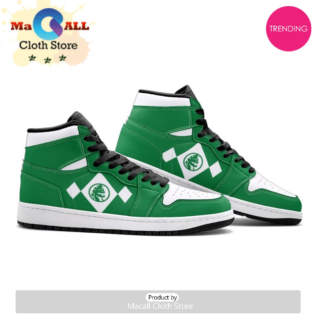Power Rangers Green Air Jordan 1 High Top Shoes
