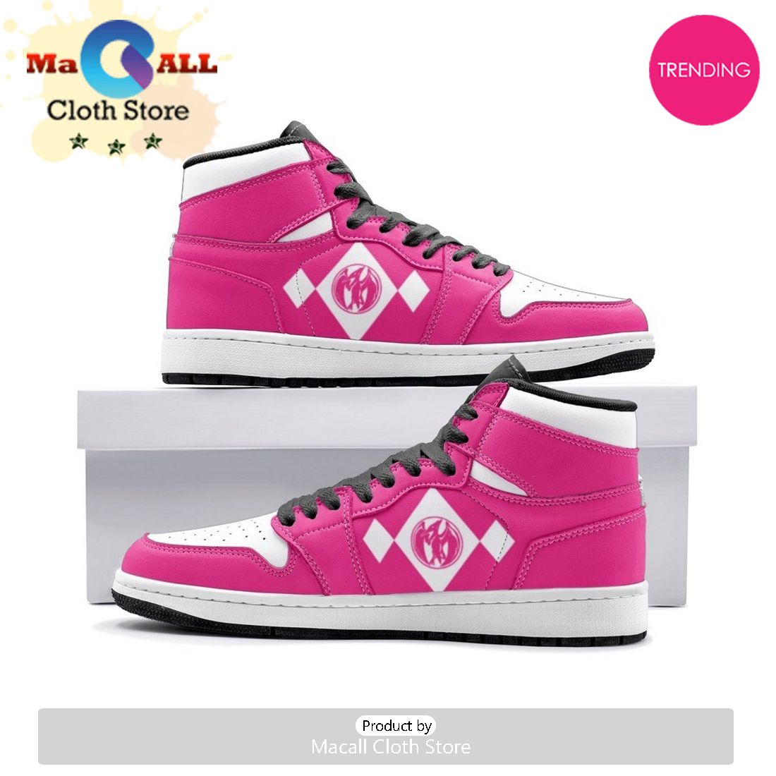 Power Rangers Pink Air Jordan 1 High Top Shoes