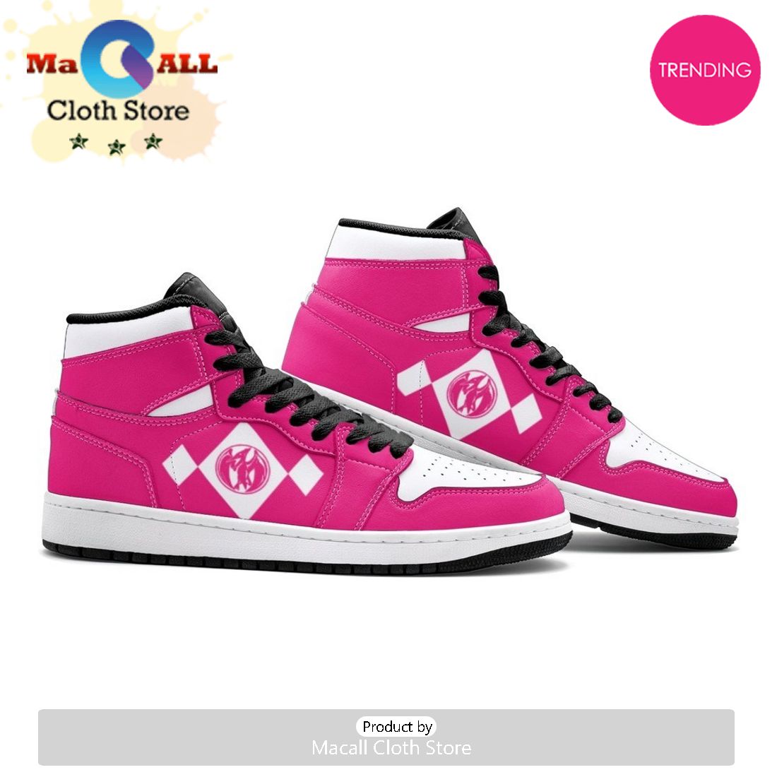 Power Rangers Pink Air Jordan 1 High Top Shoes