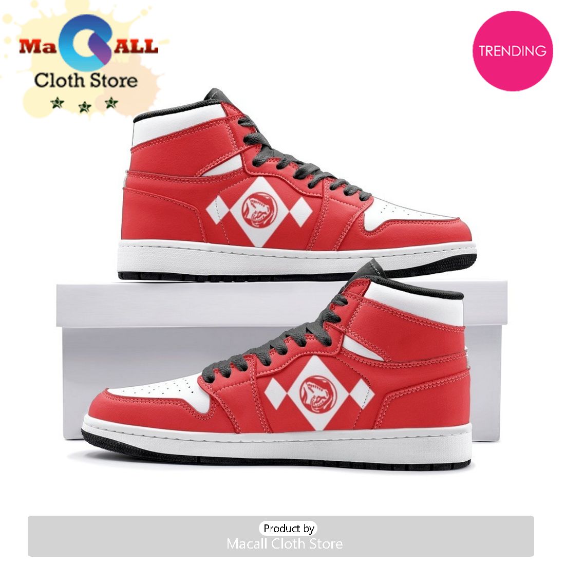 Power Rangers Red Air Jordan 1 High Top Shoes