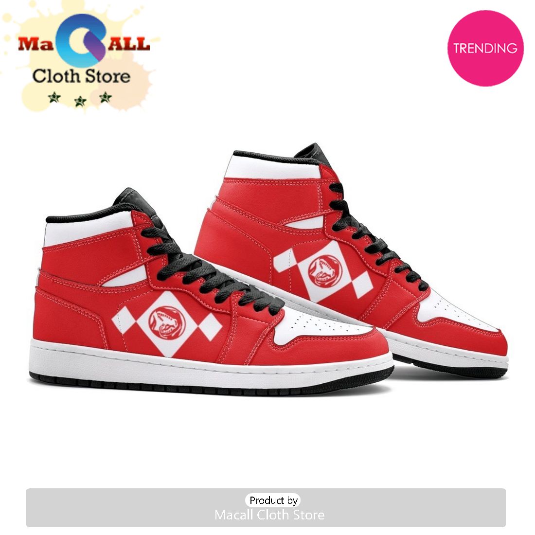 Power Rangers Red Air Jordan 1 High Top Shoes