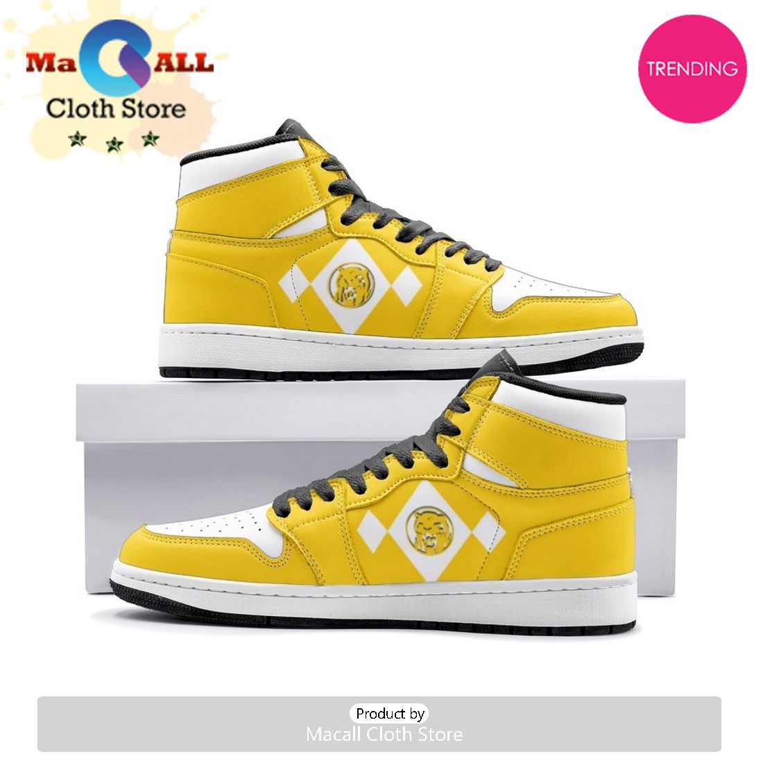 Power Rangers Yellow Air Jordan 1 High Top Shoes