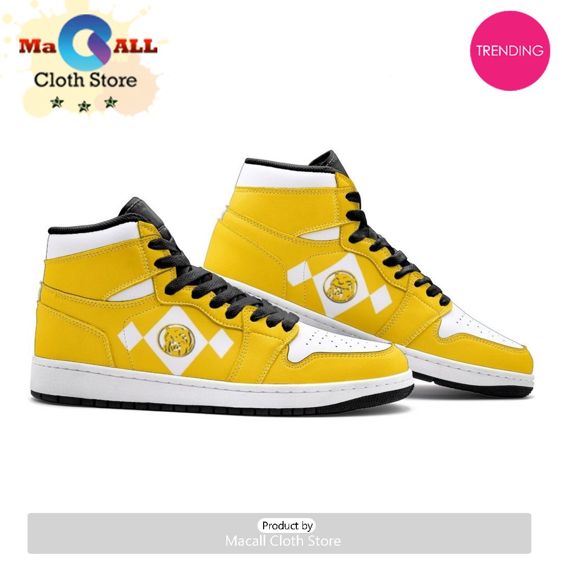 Power Rangers Yellow Air Jordan 1 High Top Shoes