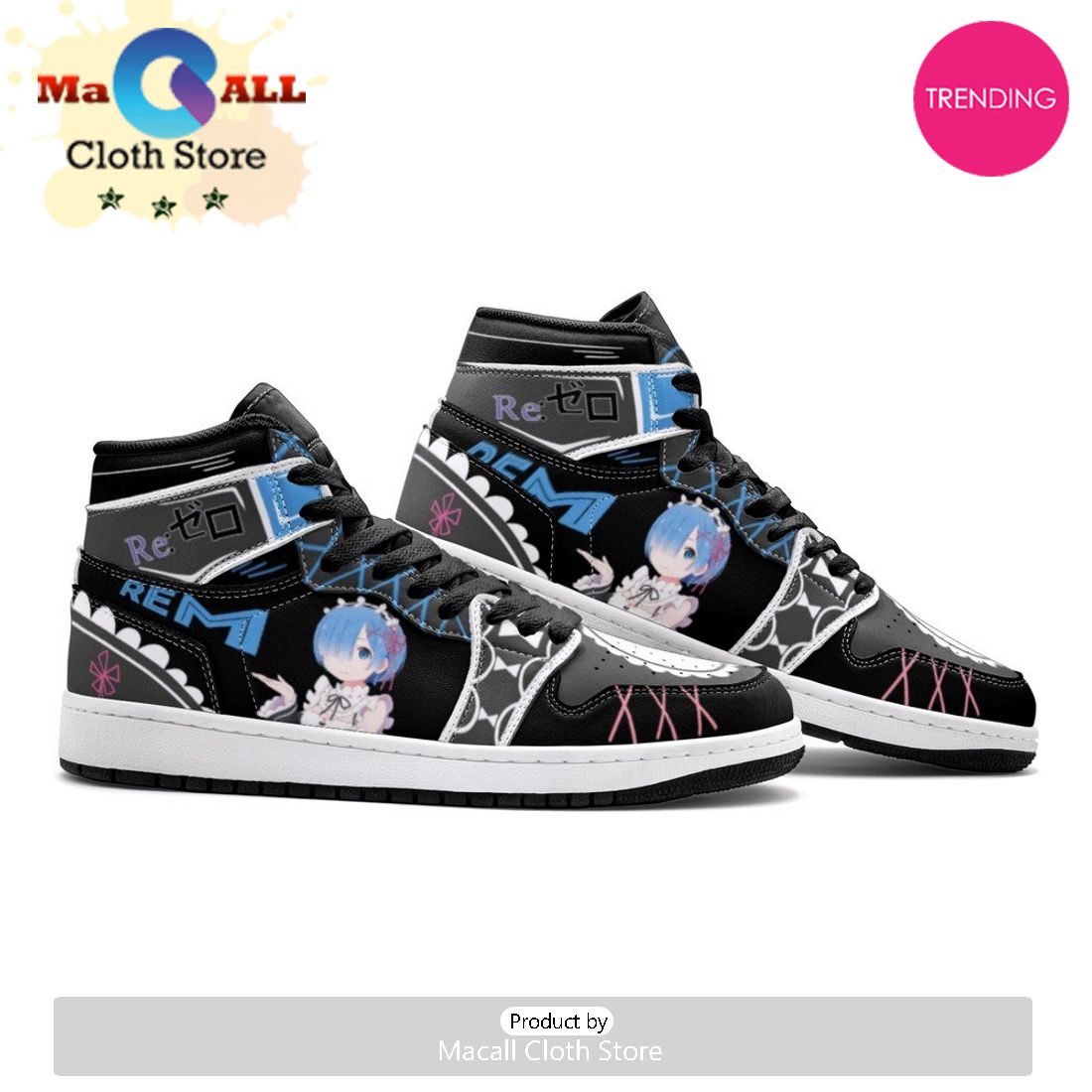 Rem And Ram Rezero Air Jordan 1 High Top Shoes