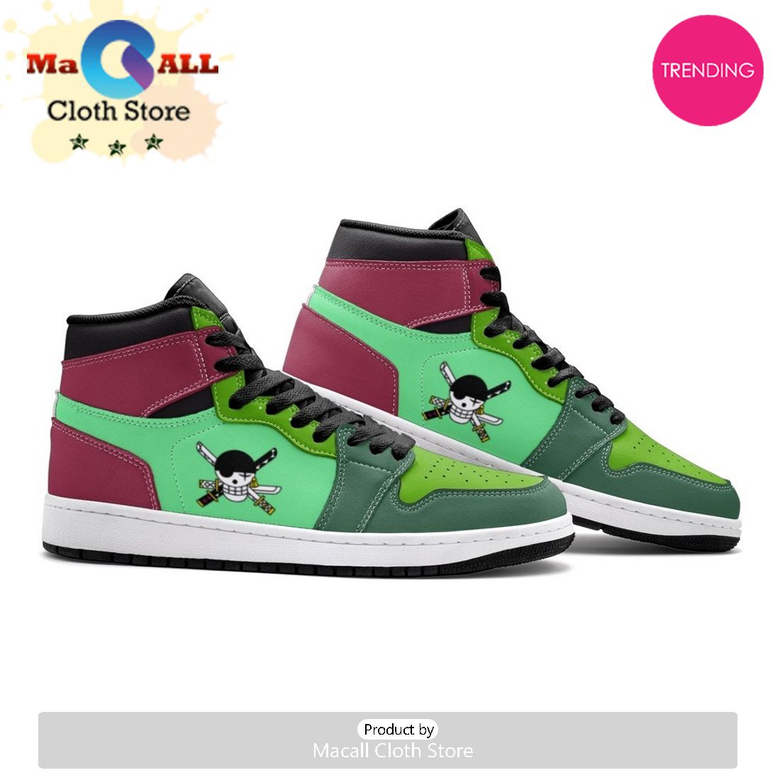 Roronoa Zoro One Piece Air Jordan 1 High Top Shoes