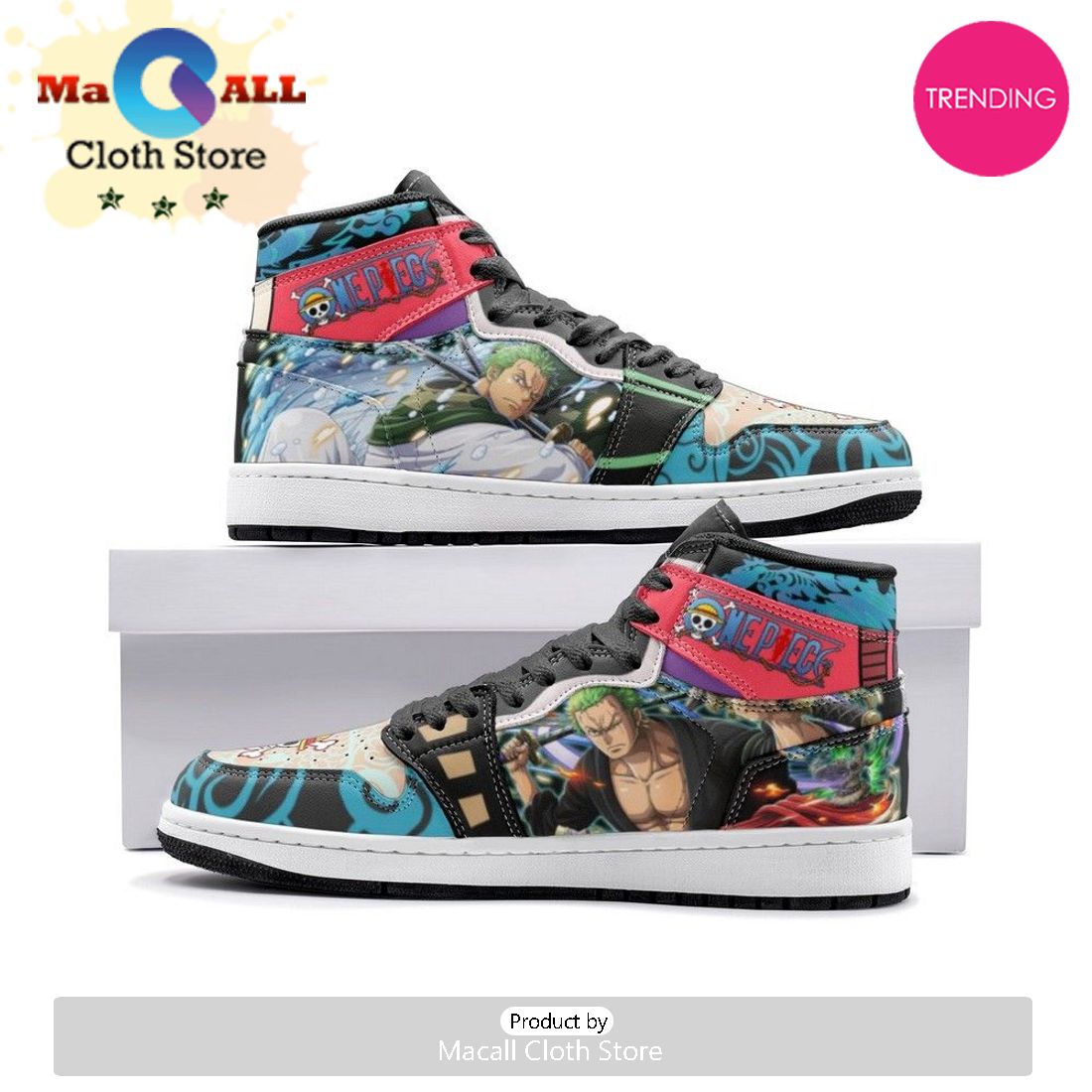 Roronoa Zoro Wano One Piece Air Jordan 1 High Top Shoes