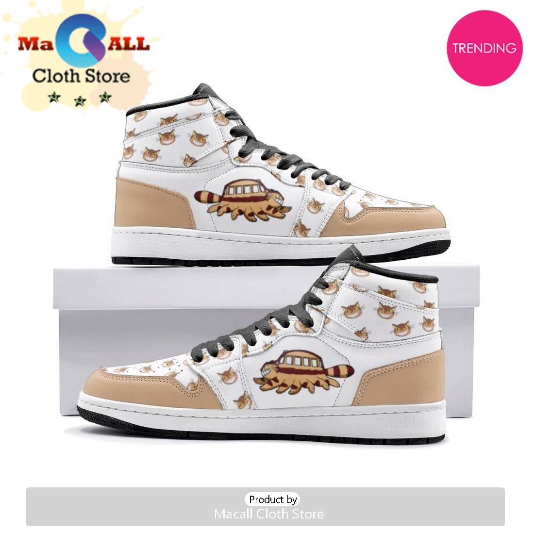 Running Cat Bus My Neighbor Totoro Air Jordan 1 High Top Shoes