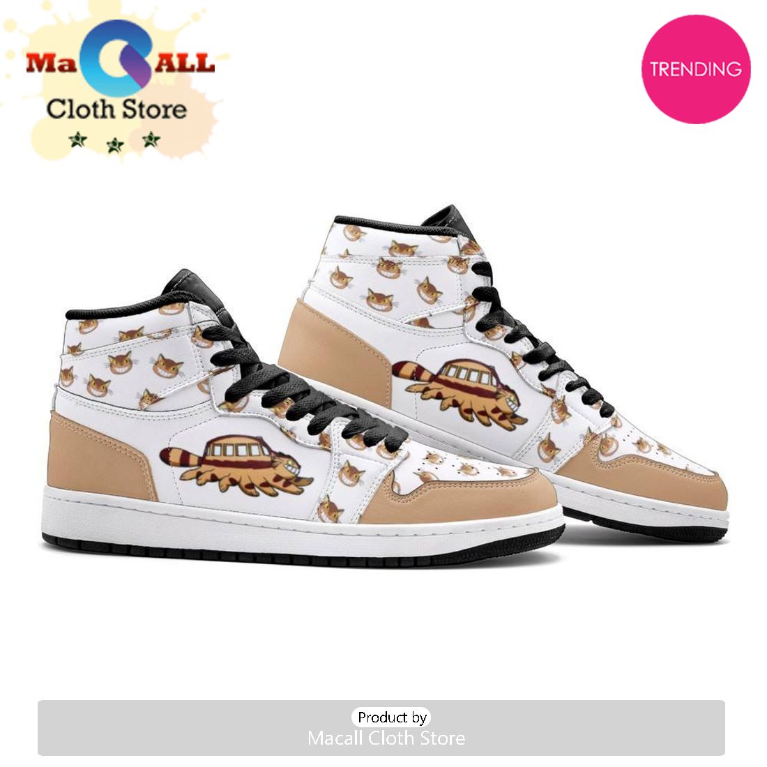 Running Cat Bus My Neighbor Totoro Air Jordan 1 High Top Shoes