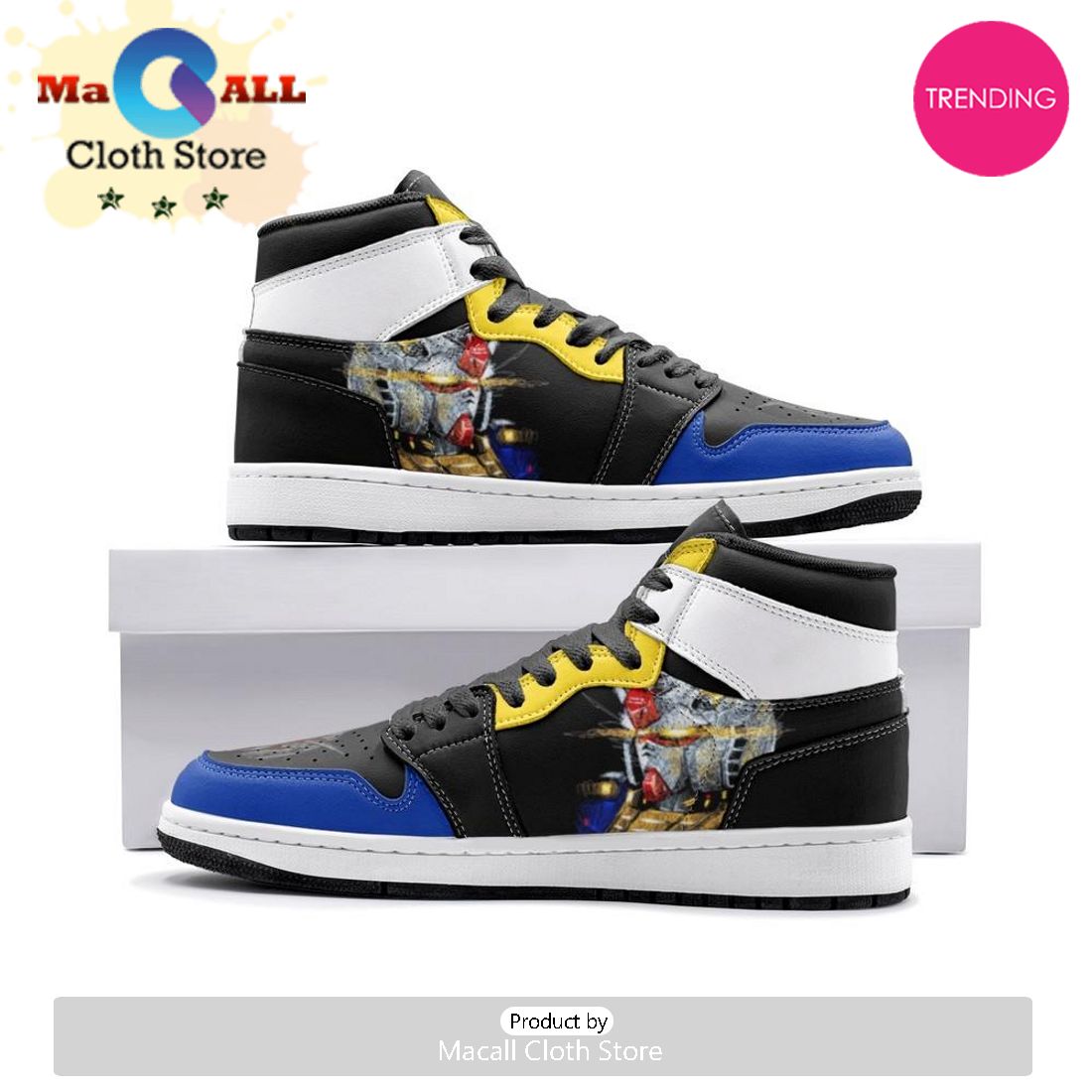 Scribble Rx-78 Gundam Air Jordan 1 High Top Shoes