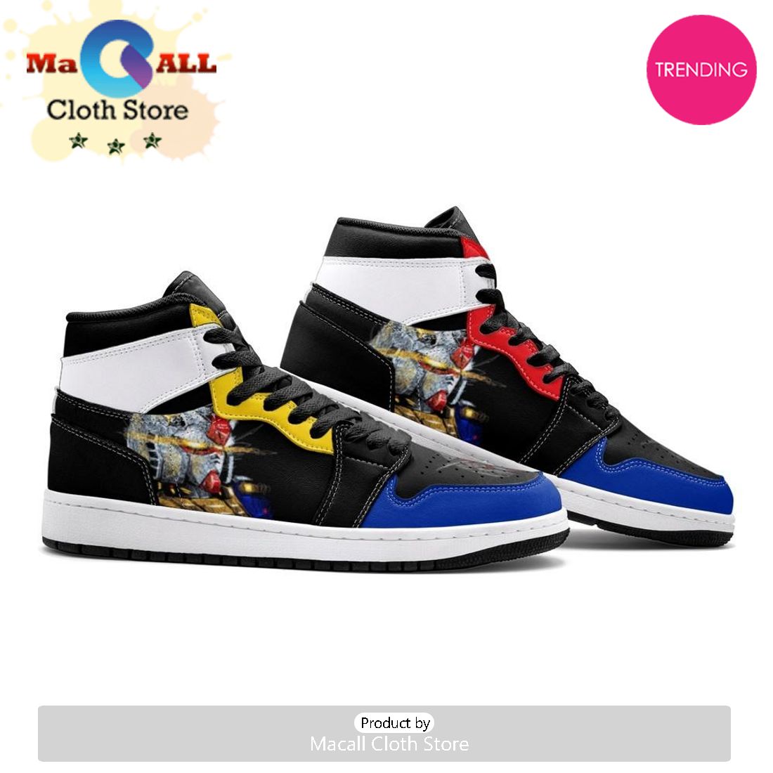 Scribble Rx-78 Gundam Air Jordan 1 High Top Shoes