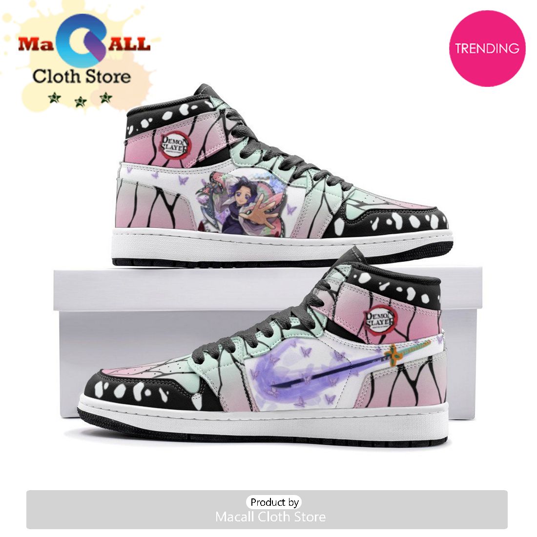 Shinobu Kocho Demon Slayer Air Jordan 1 High Top Shoes Ver 2