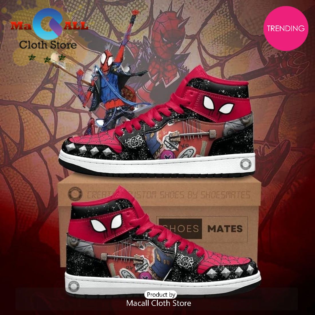 Spider Punk Air Jordan 1 High Top Shoes