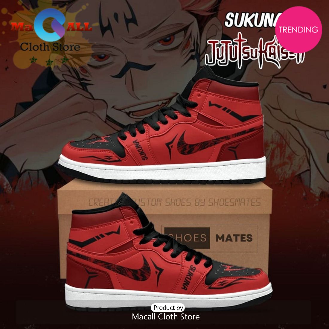Sukuna Air Jordan 1 High Top Shoes