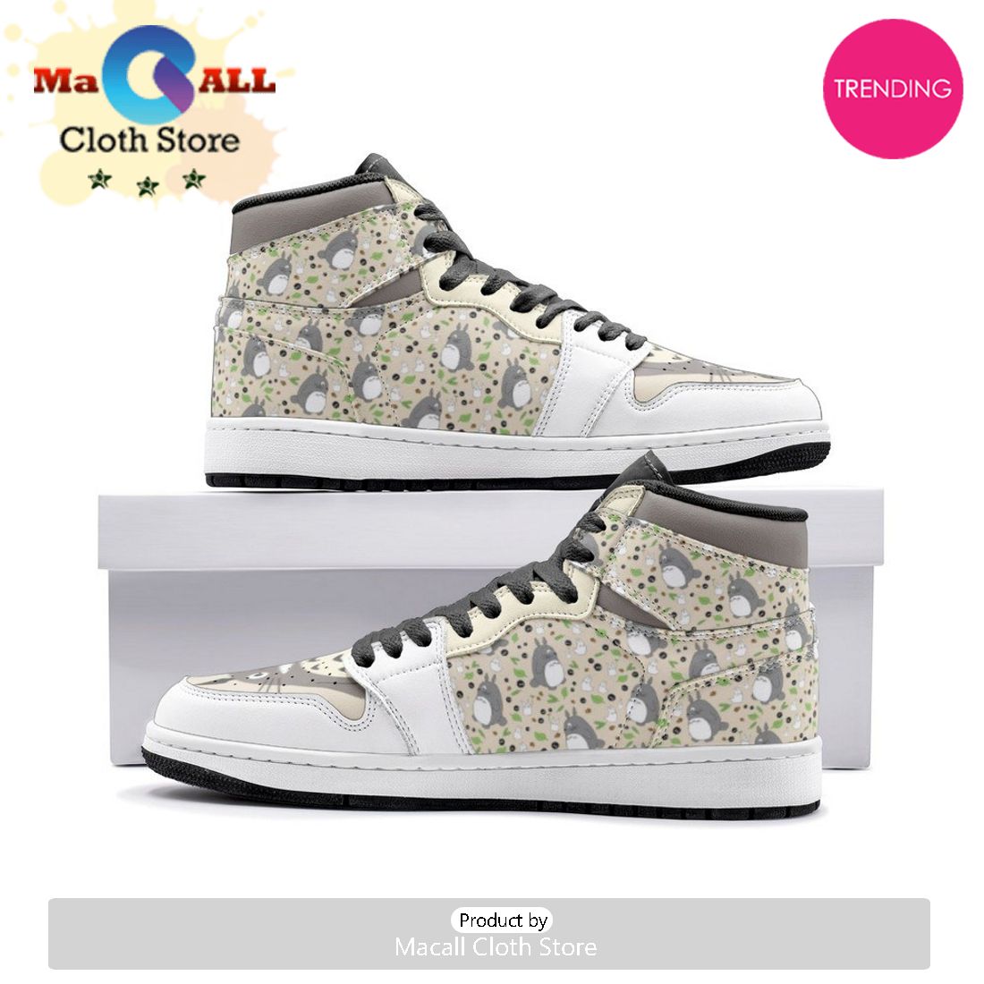 Totoro Pattern My Neighbor Totoro Air Jordan 1 High Top Shoes