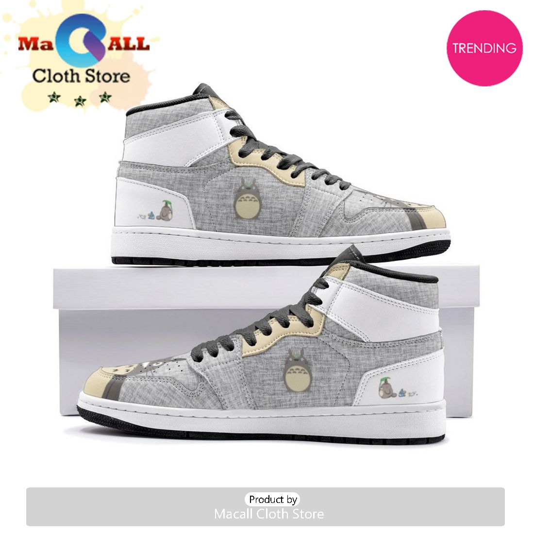 Totoro Smile My Neighbor Totoro Air Jordan 1 High Top Shoes