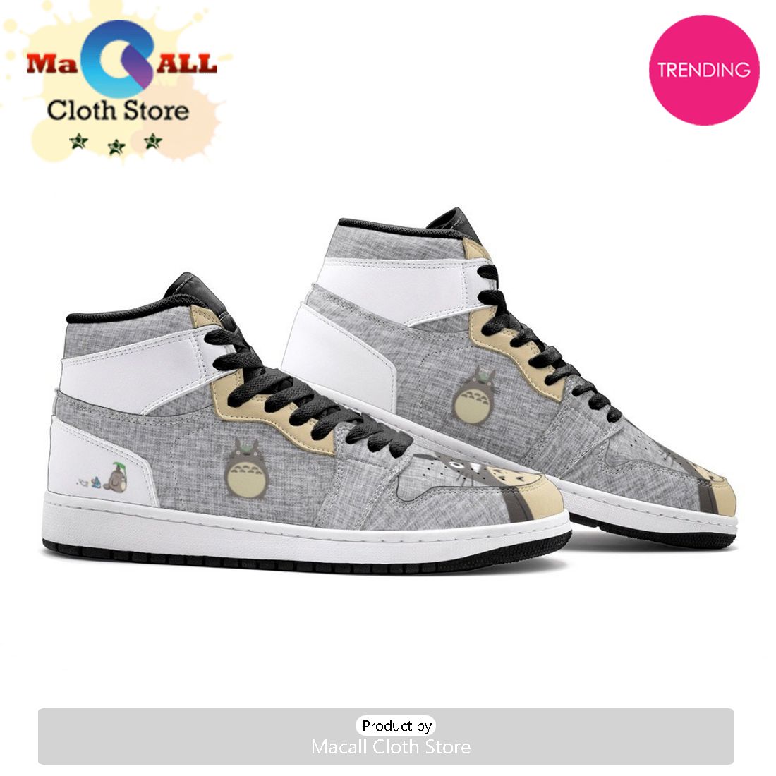 Totoro Smile My Neighbor Totoro Air Jordan 1 High Top Shoes