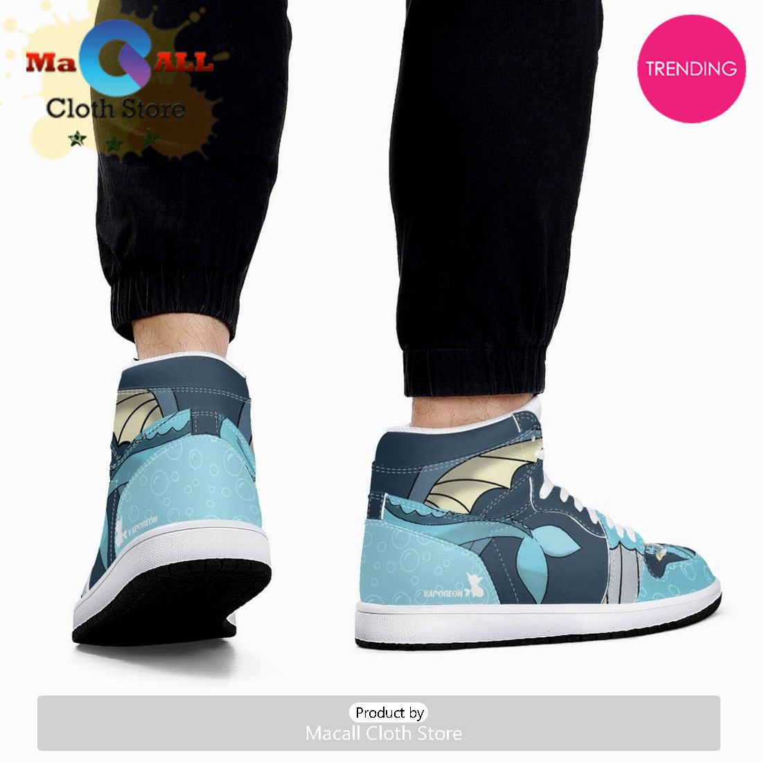Vaporeon Pokemon Air Jordan 1 High Top Shoes