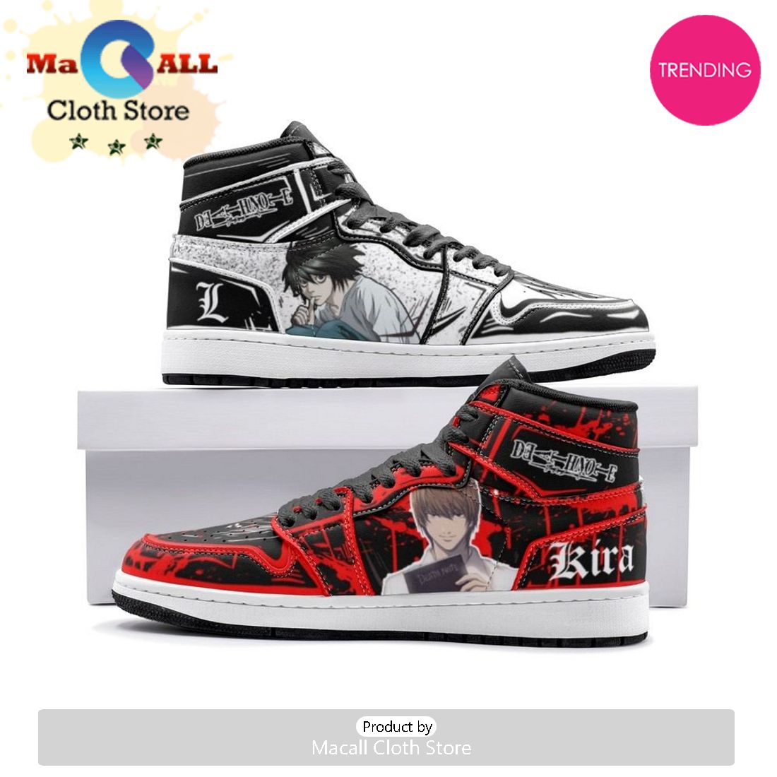 Yagami Light Kira And L Lawliet Desu Nōto Air Jordan 1 High Top Shoes