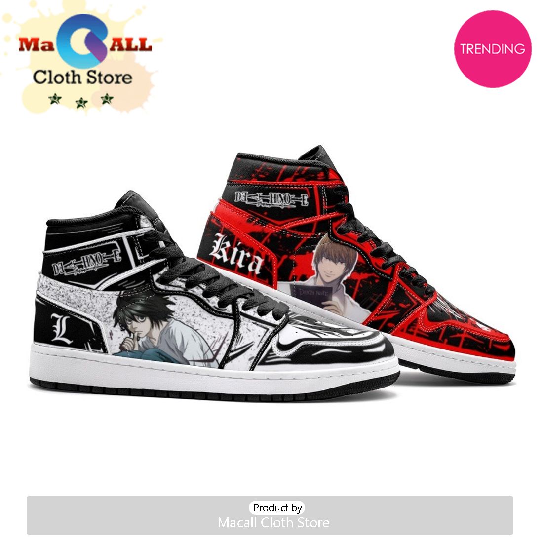 Yagami Light Kira And L Lawliet Desu Nōto Air Jordan 1 High Top Shoes