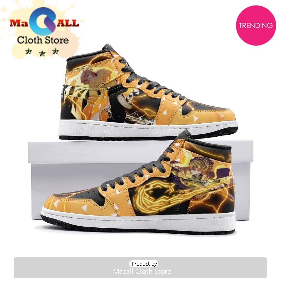 Zenitsu Thunder Breathing Demon Slayer Air Jordan 1 High Top Shoes Zenitsu Thunder Breathing Demon Slayer Air Jordan 1 High Top Shoes