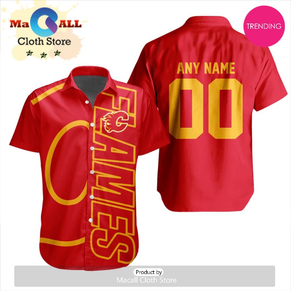 Custom NHL Calgary Flames Special Design Button Shirt Custom NHL Calgary Flames Special Design Button Shirt