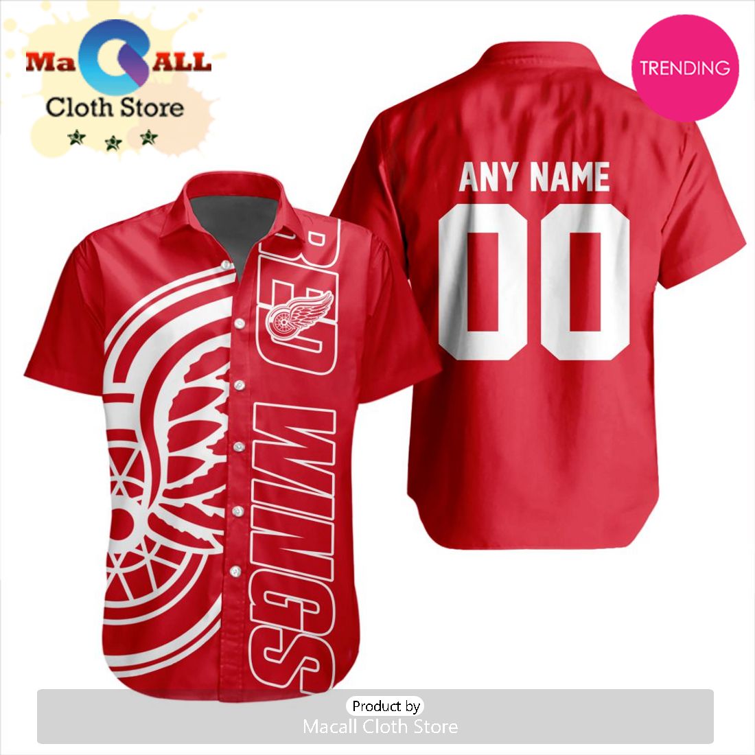 Custom NHL Detroit Red Wings Special Design Button Shirt Custom NHL Detroit Red Wings Special Design Button Shirt