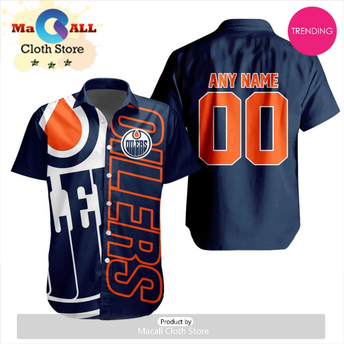 Custom NHL Edmonton Oilers Special Design Button Shirt Custom NHL Edmonton Oilers Special Design Button Shirt