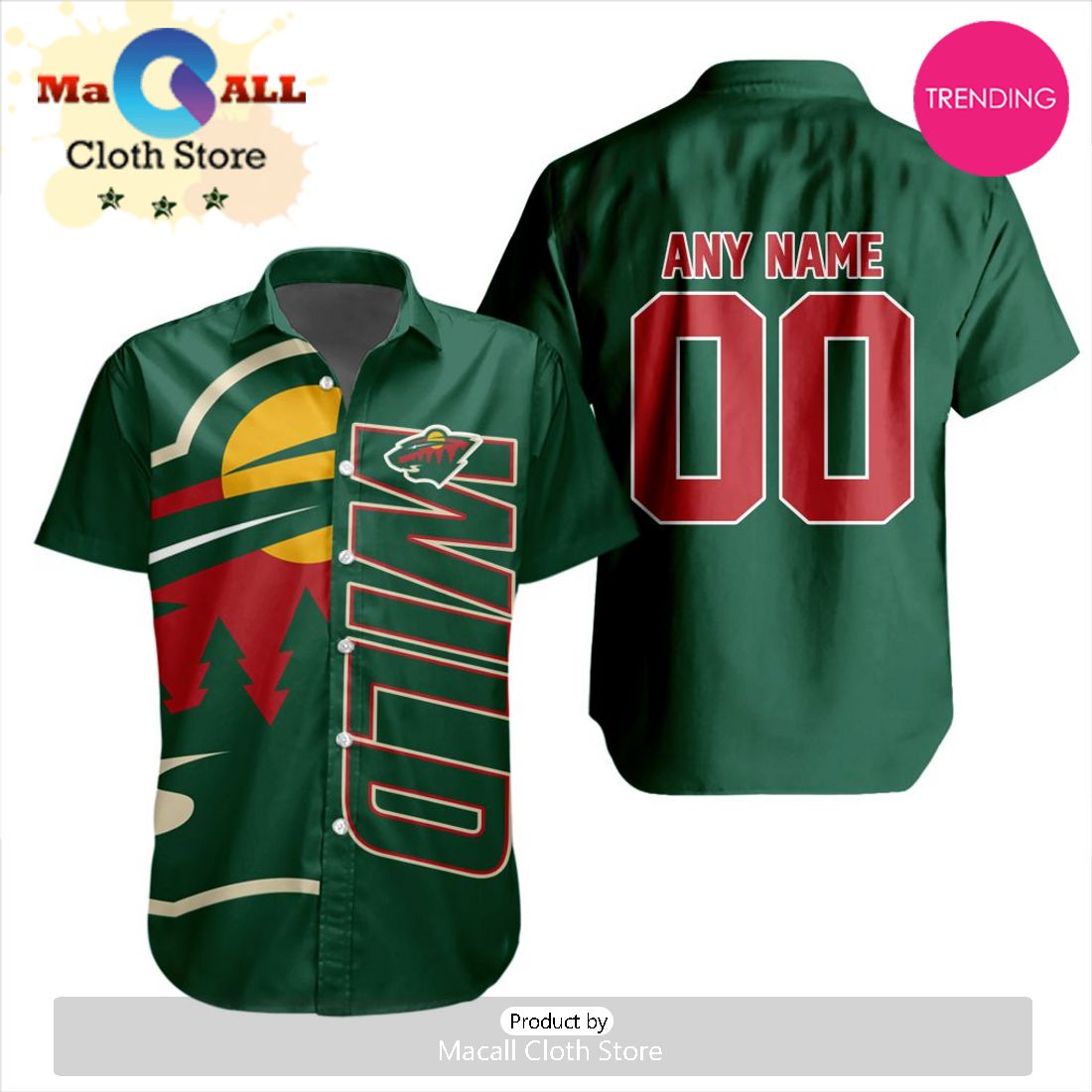 Custom NHL Minnesota Wild Special Design Button Shirt