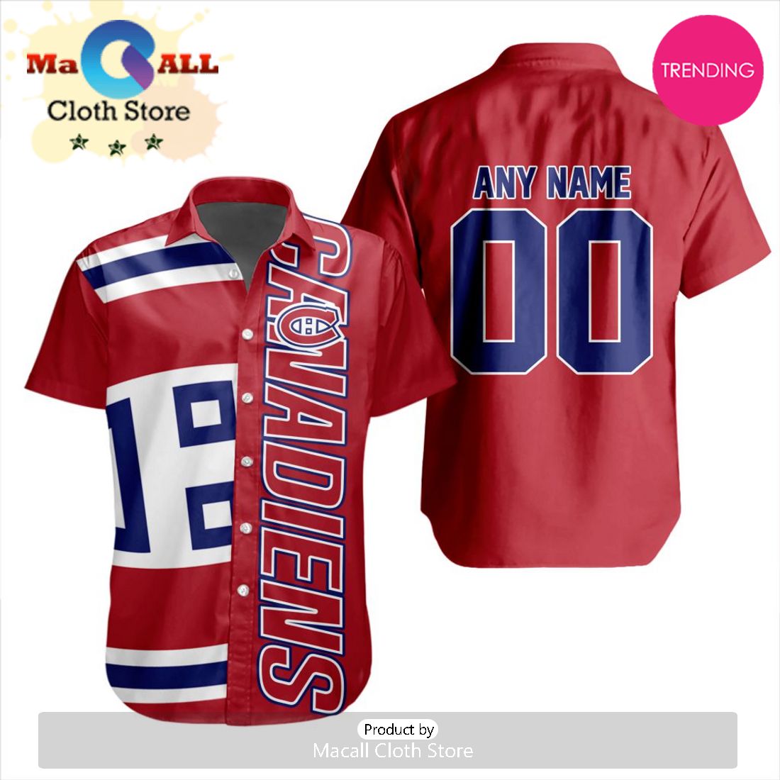 Custom NHL Montreal Canadiens Special Design Button Shirt Custom NHL Montreal Canadiens Special Design Button Shirt