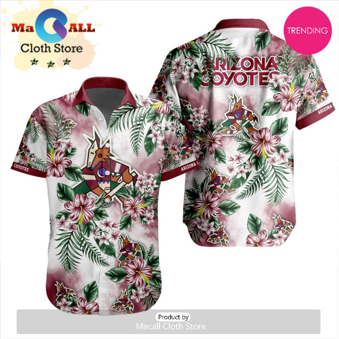 NHL Arizona Coyotes Premium Hawaiian Design Button Shirt NHL Arizona Coyotes Premium Hawaiian Design Button Shirt