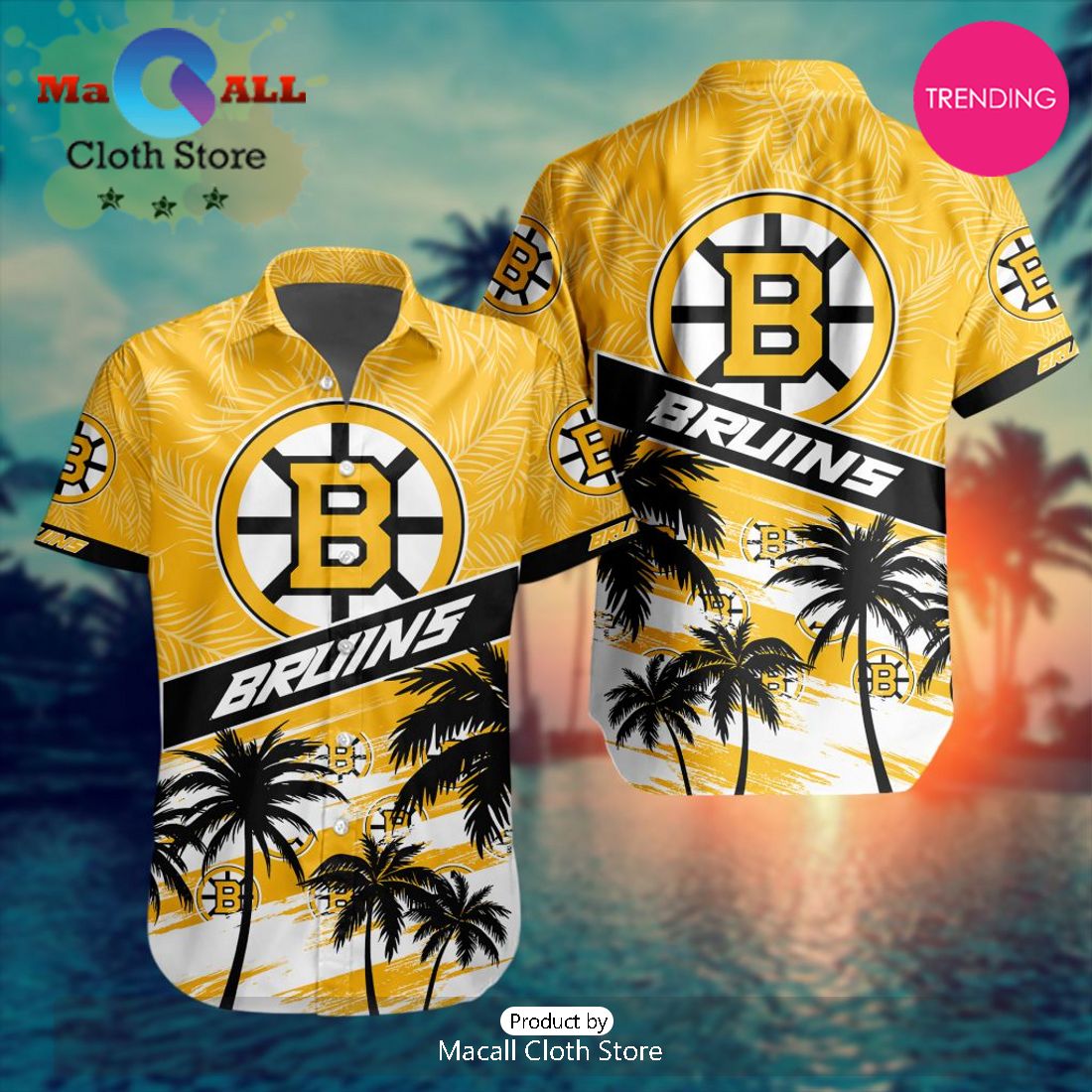 NHL Boston Bruins Special Hawaiian Design Button Shirt