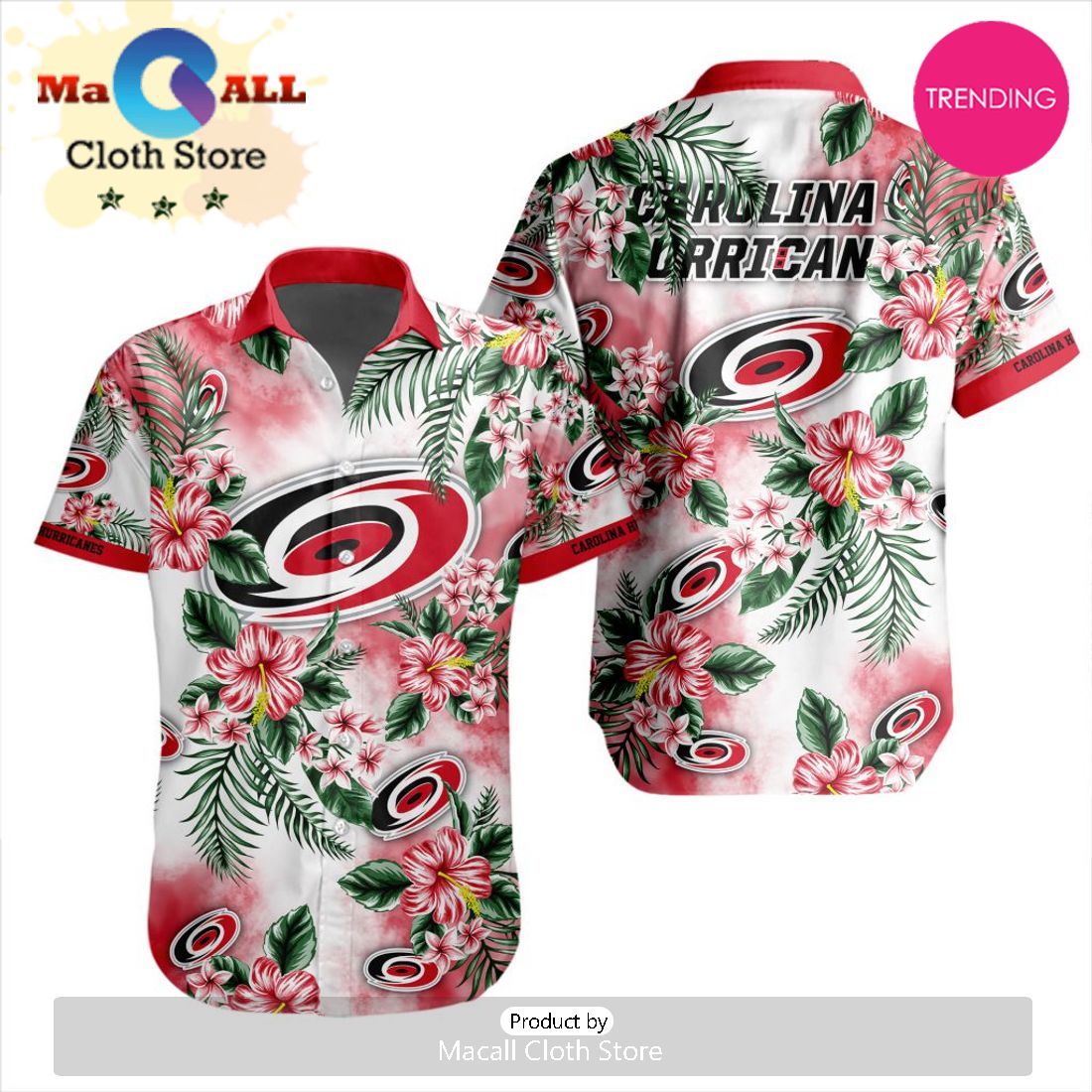 NHL Carolina Hurricanes Premium Hawaiian Design Button Shirt NHL Carolina Hurricanes Premium Hawaiian Design Button Shirt